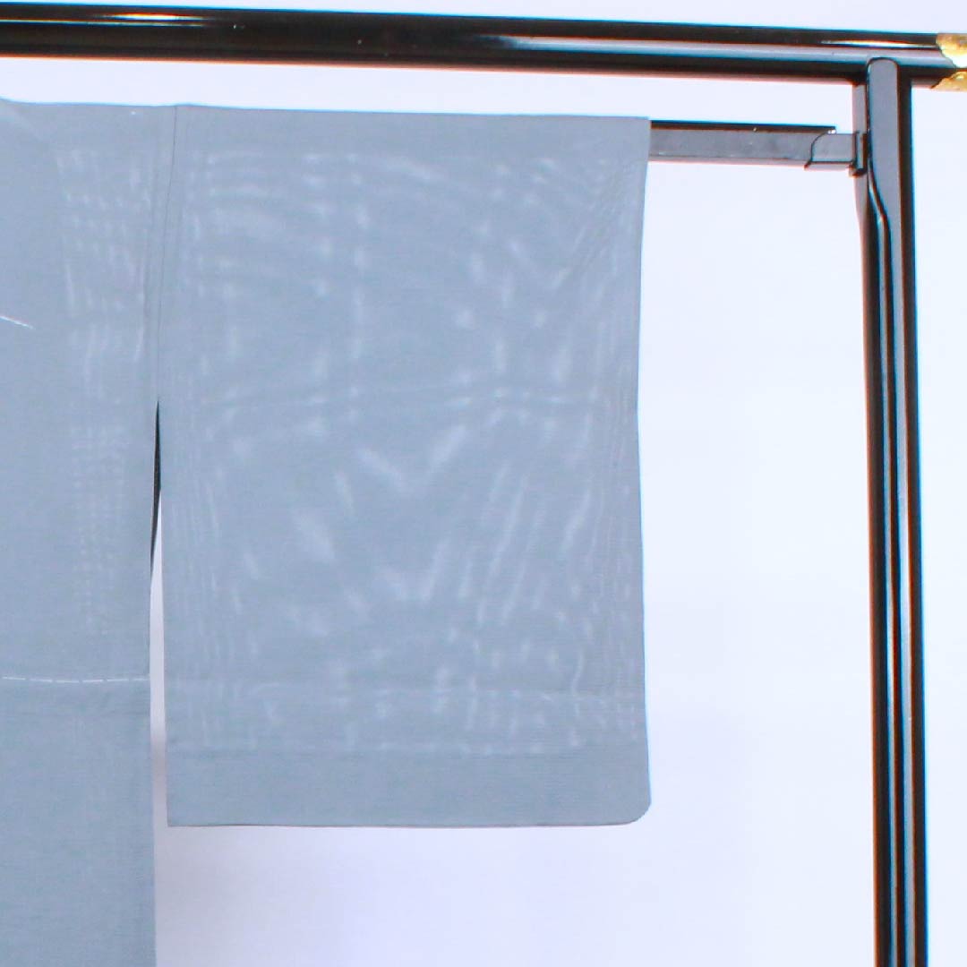 夏物 正絹 訪問着 身丈165cm 裄丈66.5cm 灰青色(はいあおいろ)鈴虫 ススキ 絽 Sランク グレー系 1132000052522