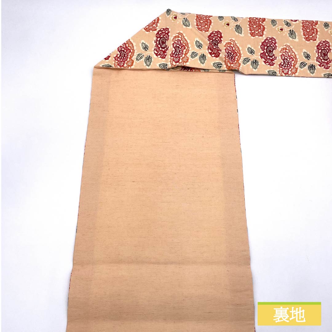 Nagoya obi, salmon pink, pongee fabric, stencil-dyed, abstract floral pattern, obi length 358cm, pure silk, S rank, six-pass, casual, pink, 1124008272313, Nagoya-made