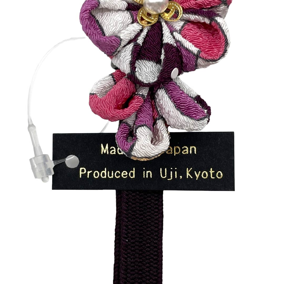 (新品)帯締め 正絹 NEWランク 三分紐 至極色(しごくいろ) 帯留め付き つまみ細工 日本製 長さ約135cm 幅約0.8cm カジュアル 紫系 1135006421320