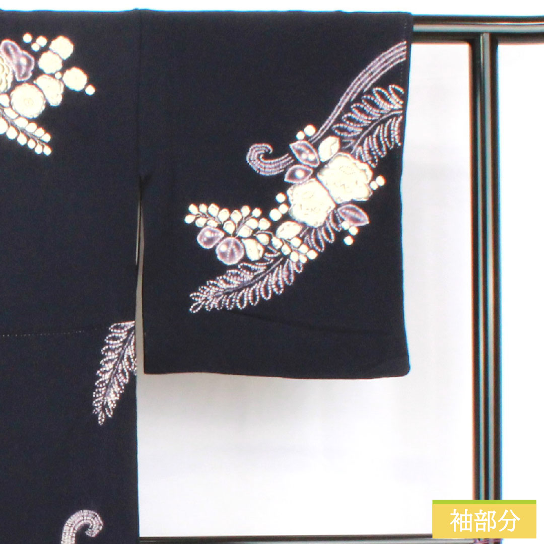 訪問着 正絹 袷 身丈158cm 裄丈67cm 青褐色(あおかちいろ) 辻ヶ花 部分絞り Aランク 紺系 1112005163318