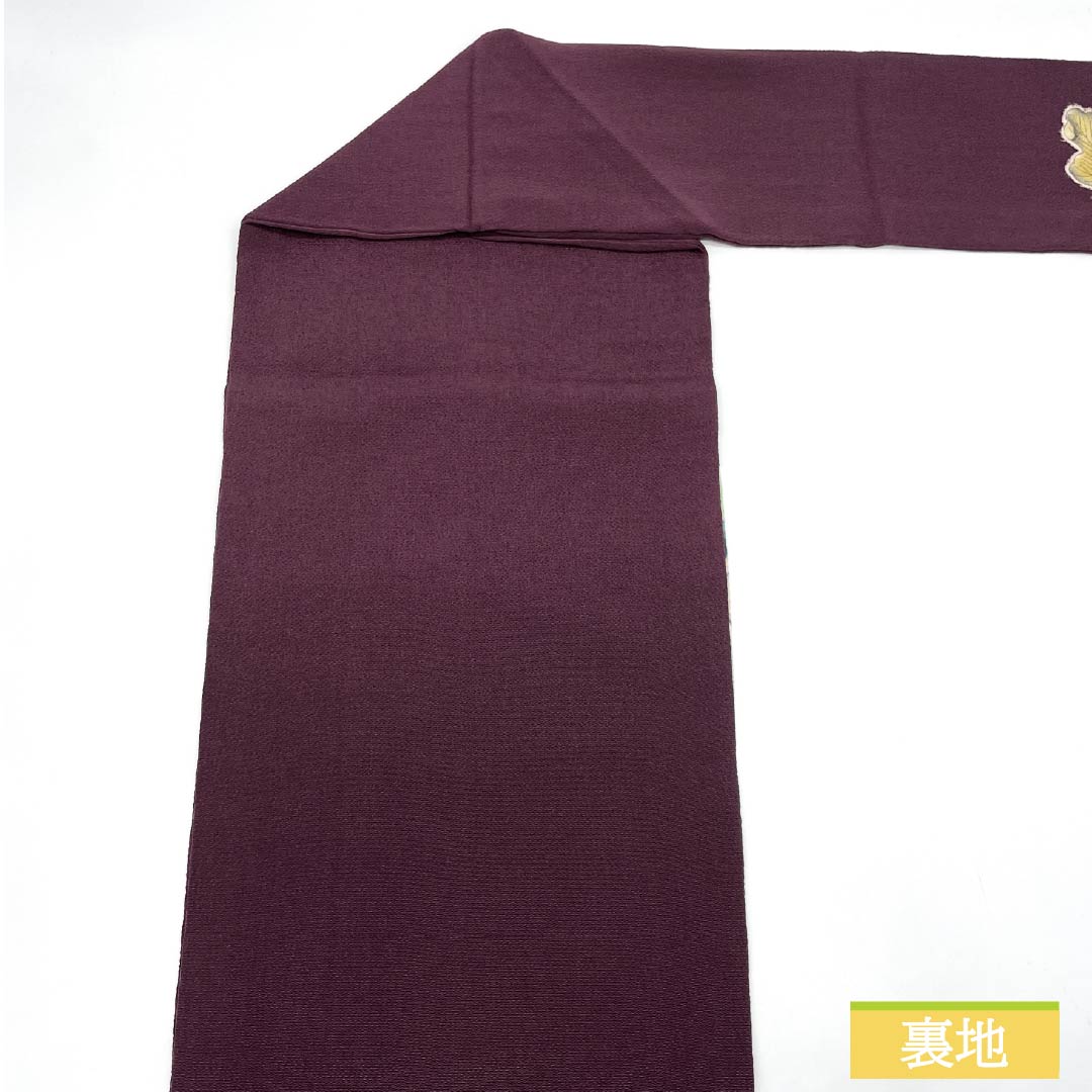 名古屋帯 蒲萄色(えびいろ) ちりめん地 辻ヶ花 帯丈371cm 正絹 Sランク ポイント柄 セミフォーマル 紫系 1124008082320 名古屋仕立て