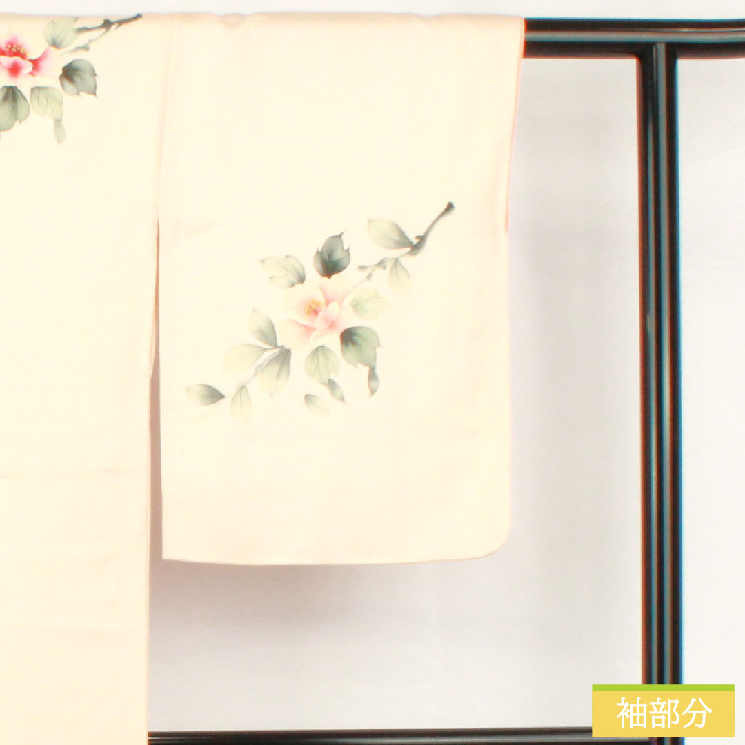 Homongi, pure silk, lined, length 157cm, sleeve length 64cm, Kyoto Yuzen, floral pattern, basting thread included, unused, S rank, pink, 1112005182313