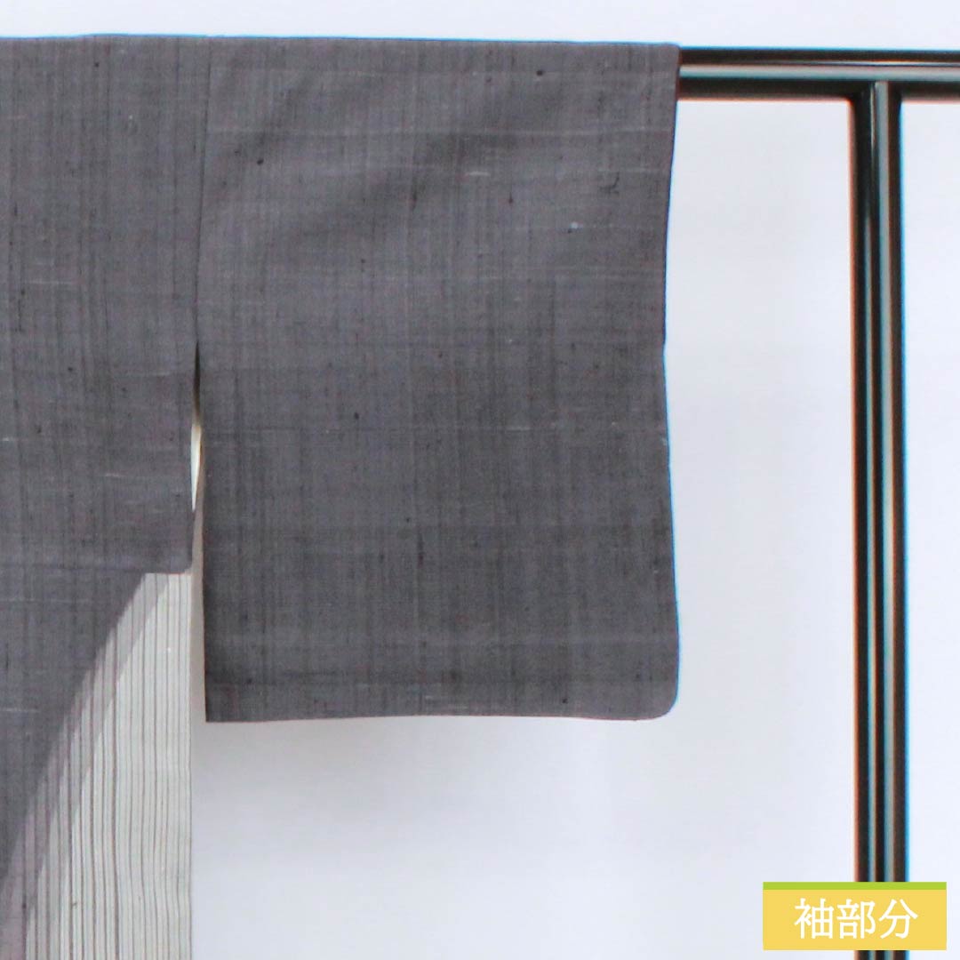 訪問着 正絹 Aランク 袷 身丈164.5cm 裄丈64cm 黝色(ゆうしょく) 紬地 縞 グレー系 1112006643422