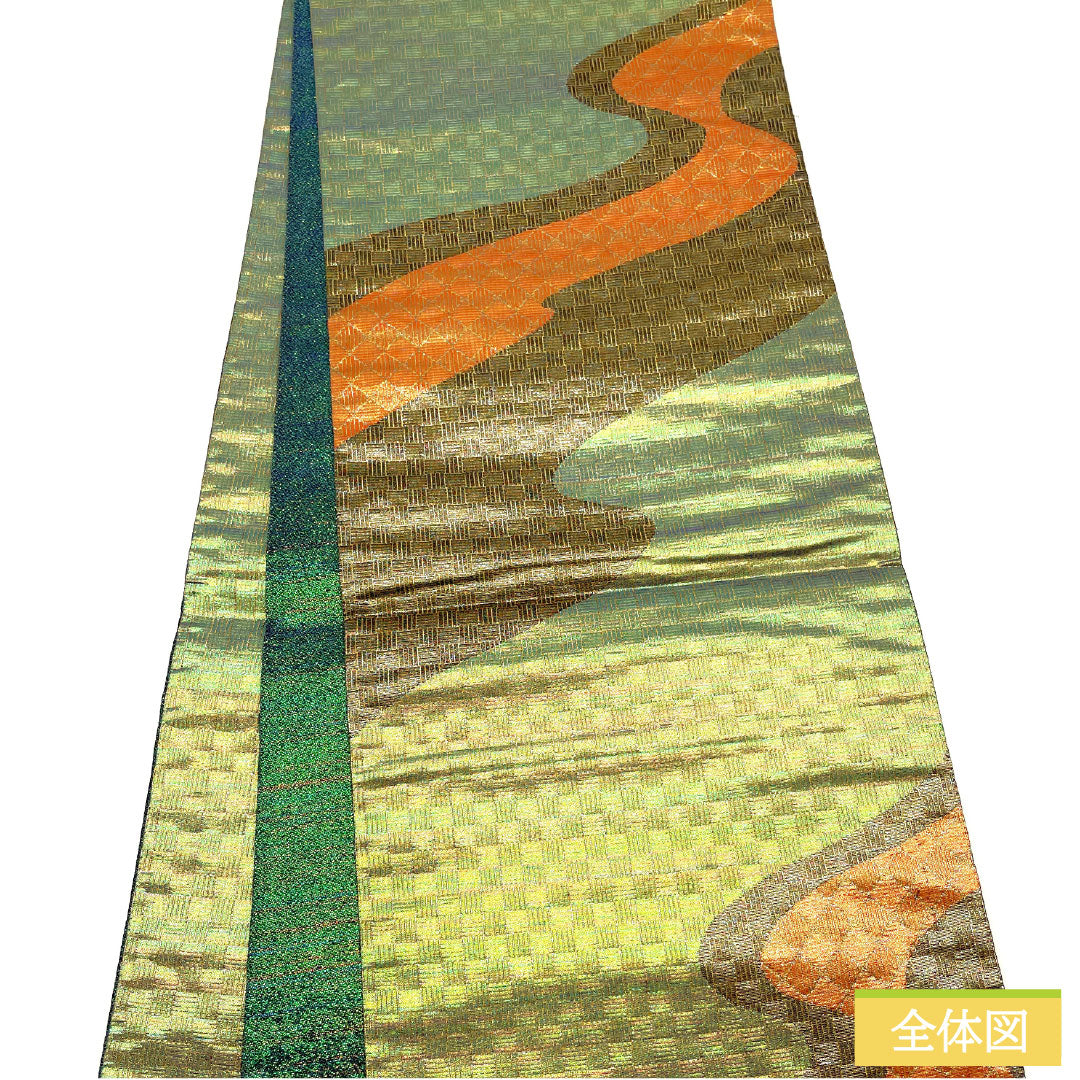 袋帯 正絹 Sランク 刺繍 西陣織 五三桐 流水 玉虫 帯丈440cm ポイント柄 セミフォーマル グラデーション系 1123016692399