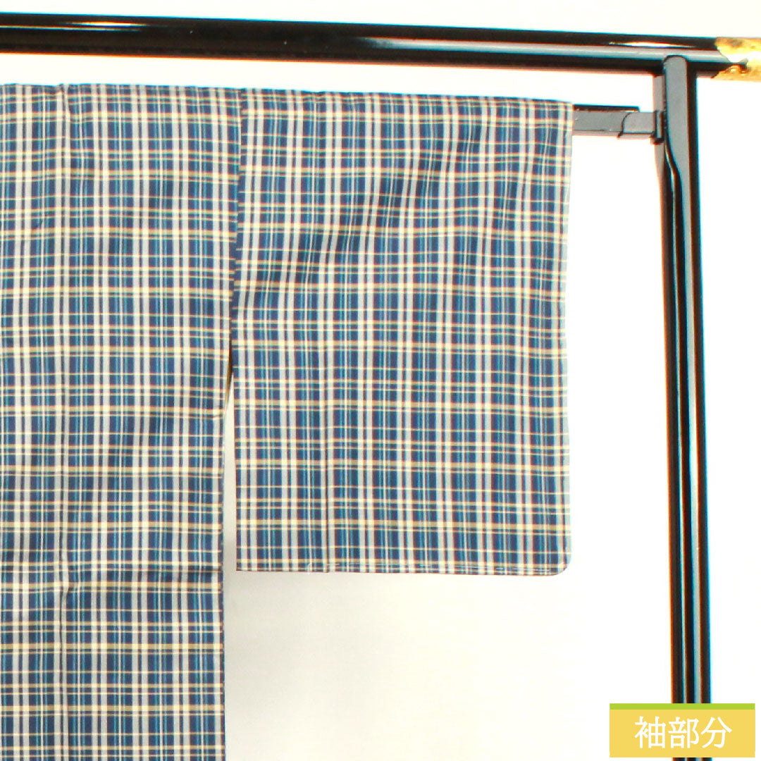 道行コート 正絹 身丈85cm 裄丈65cm 濃紺色(のうこんいろ) 格子 しつけ糸付き Sランク 袷 紺系 1117000862918