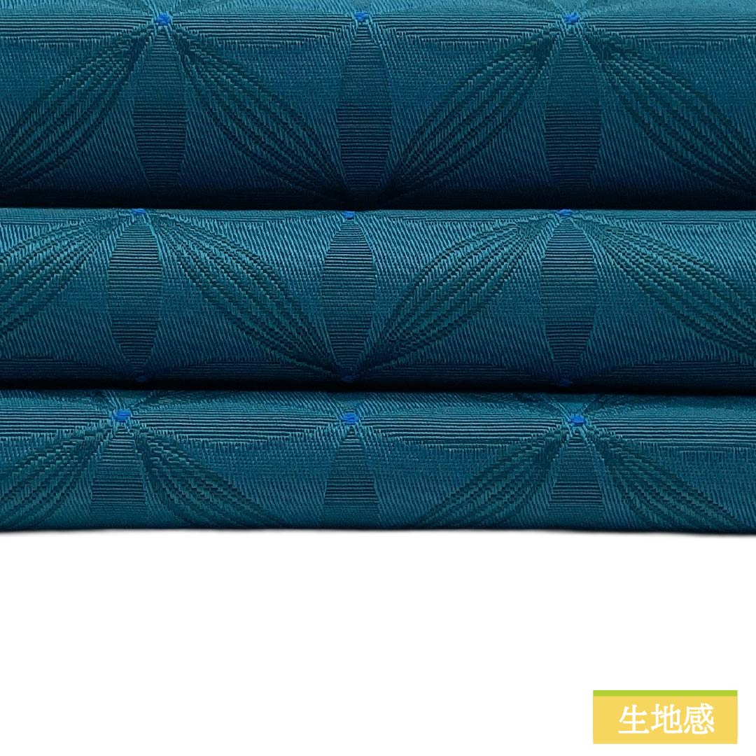 (新品)半幅帯 ポリエステル NEWランク 碧色(へきしょく) 濃浅葱色(こいあさぎいろ) 七宝つなぎ 広幅 リバーシブル 帯丈399cm 青系 1125006281317