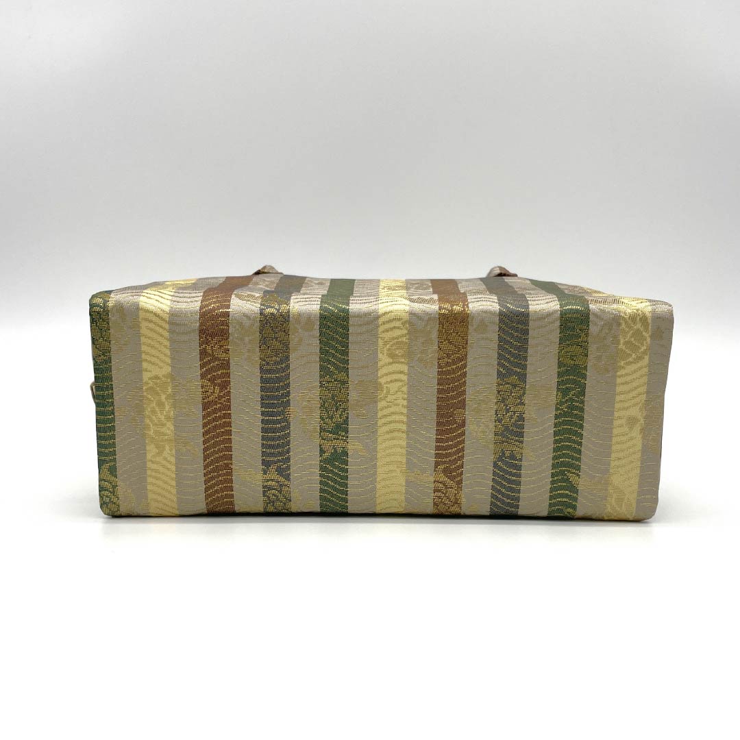 Casual Japanese style bag, silk grey, Rikyu bag, rough sea pattern, classic design, grey, S rank, 113900058222