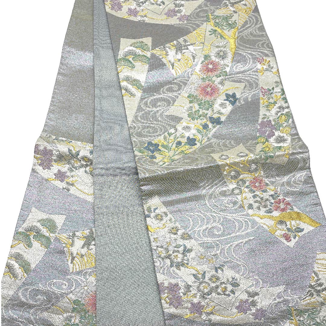 袋帯 観世流水 吉祥文様 帯丈430cm 正絹 Aランク 六通 フォーマル グラデーション系 1123007613399