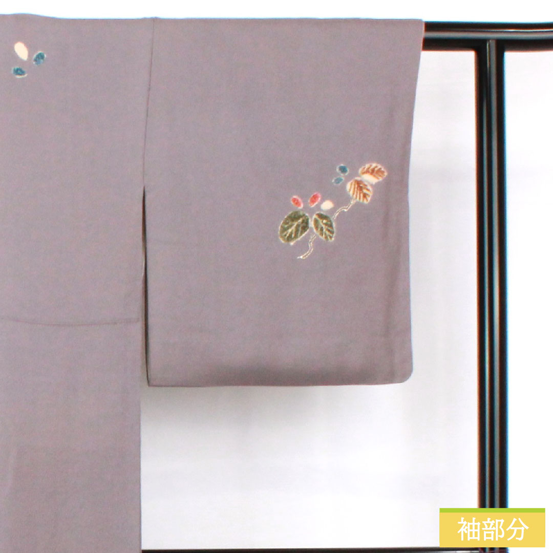 訪問着 正絹 袷 身丈159.5cm 裄丈63.5cm 紫鼠色(むらさきねずいろ) ちりめん地 辻ヶ花 道長取り 付下げ Aランク グレー系 1112005583322