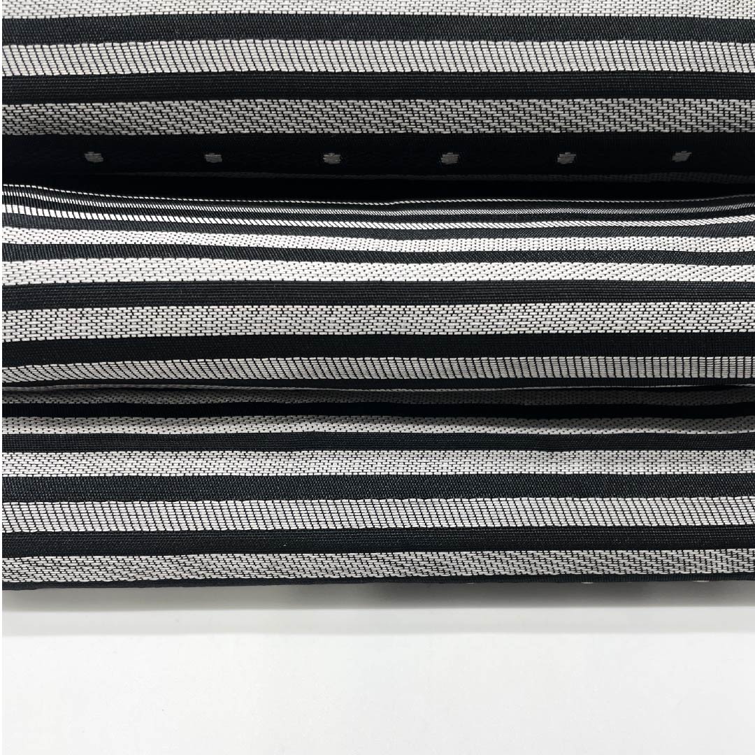 半幅帯 ポリエステル 帯丈380cm 黒色(くろいろ) ストライプ 紅赤色(べにあかいろ) 花柄 リバーシブル 黒系 Sランク 1125001532310