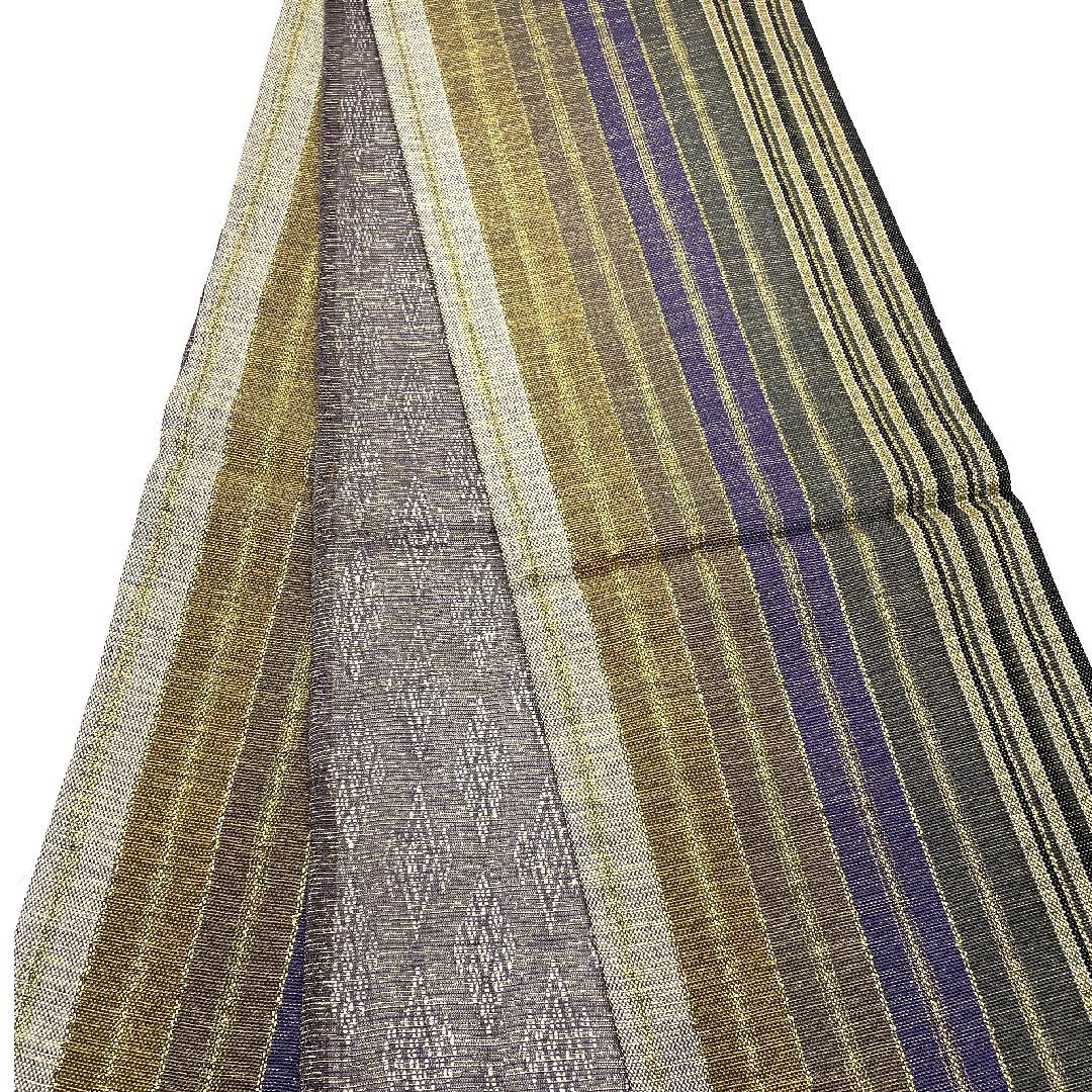 袋帯 組織り 幾何学模様 ひなや謹製 帯丈447cm 正絹 Sランク 全通 カジュアル グラデーション系 1123005622399