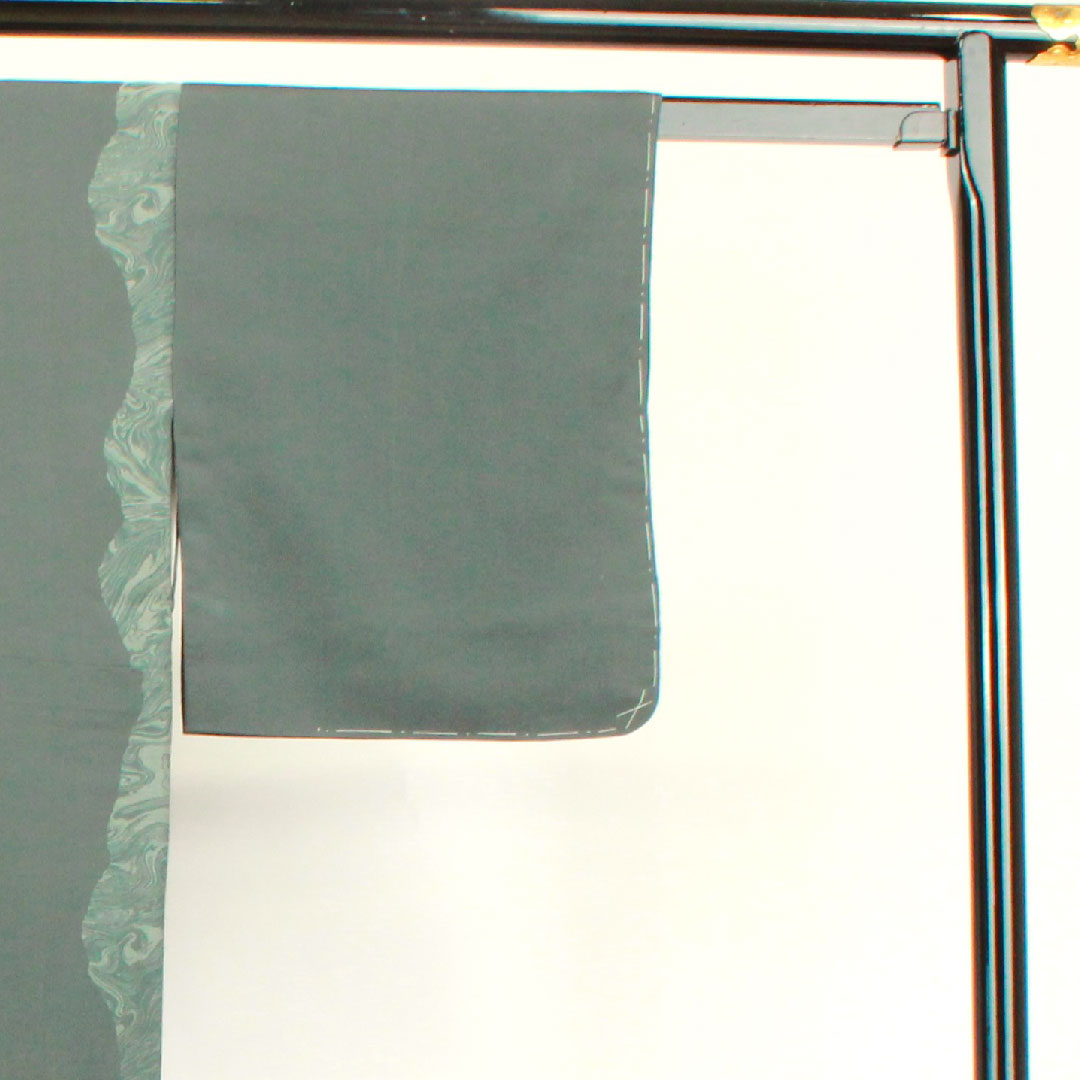 Homongi, lined, length 151cm, sleeve length 61.5cm, iron grey, flowing water, pure silk, A rank, gray, 1112002553222