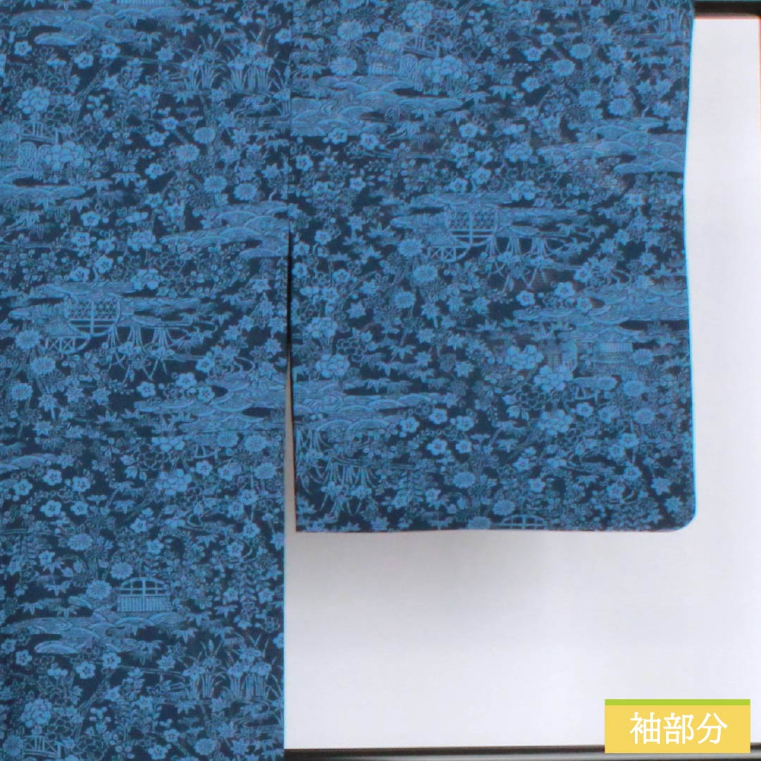 Summer pure silk komon kimono, length 162cm, sleeve length 68cm, dark navy blue (noukon-iro), classic pattern, stencil dyed, ro, S rank, navy blue, 1132002782418