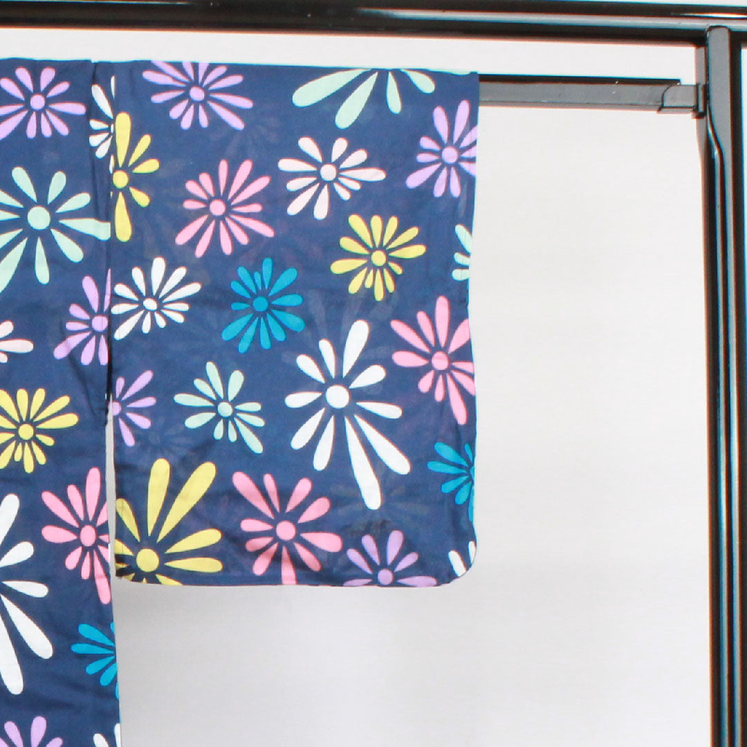 浴衣 鉄葡萄色 抽象模様 木綿 Sランク 単衣 身丈161cm 裄丈65cm 紺系 1118002412418