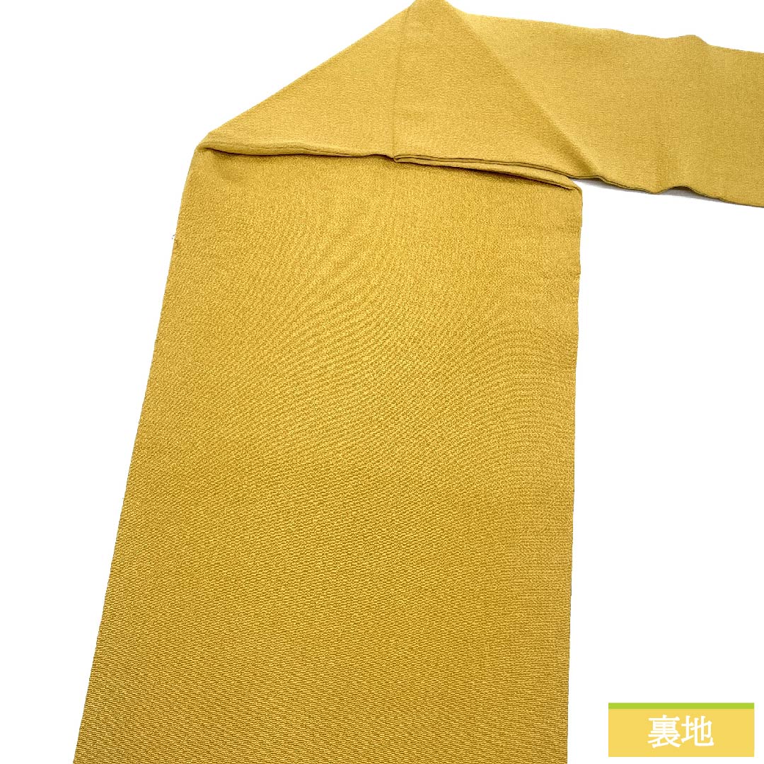 名古屋帯 麦藁色 型染 京紅型 蝶 帯丈368.5cm 正絹 Aランク ポイント柄 カジュアル 黄系 1124005543323 名古屋仕立て