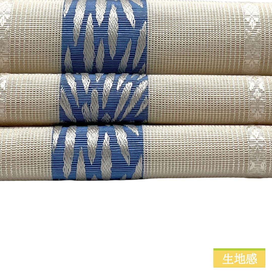 半幅帯 正絹 Aランク 生成り色(きなりいろ) 夏帯 博多織 菊 帯丈356cm クリーム系 1125004293315