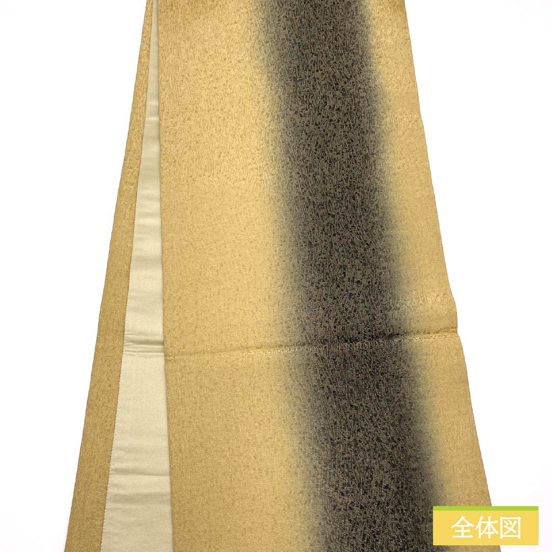 袋帯 正絹 麦藁色(むぎわらいろ) 染め帯 帯丈464cm Aランク 全通 セミフォーマル ベージュ系 1123014943425