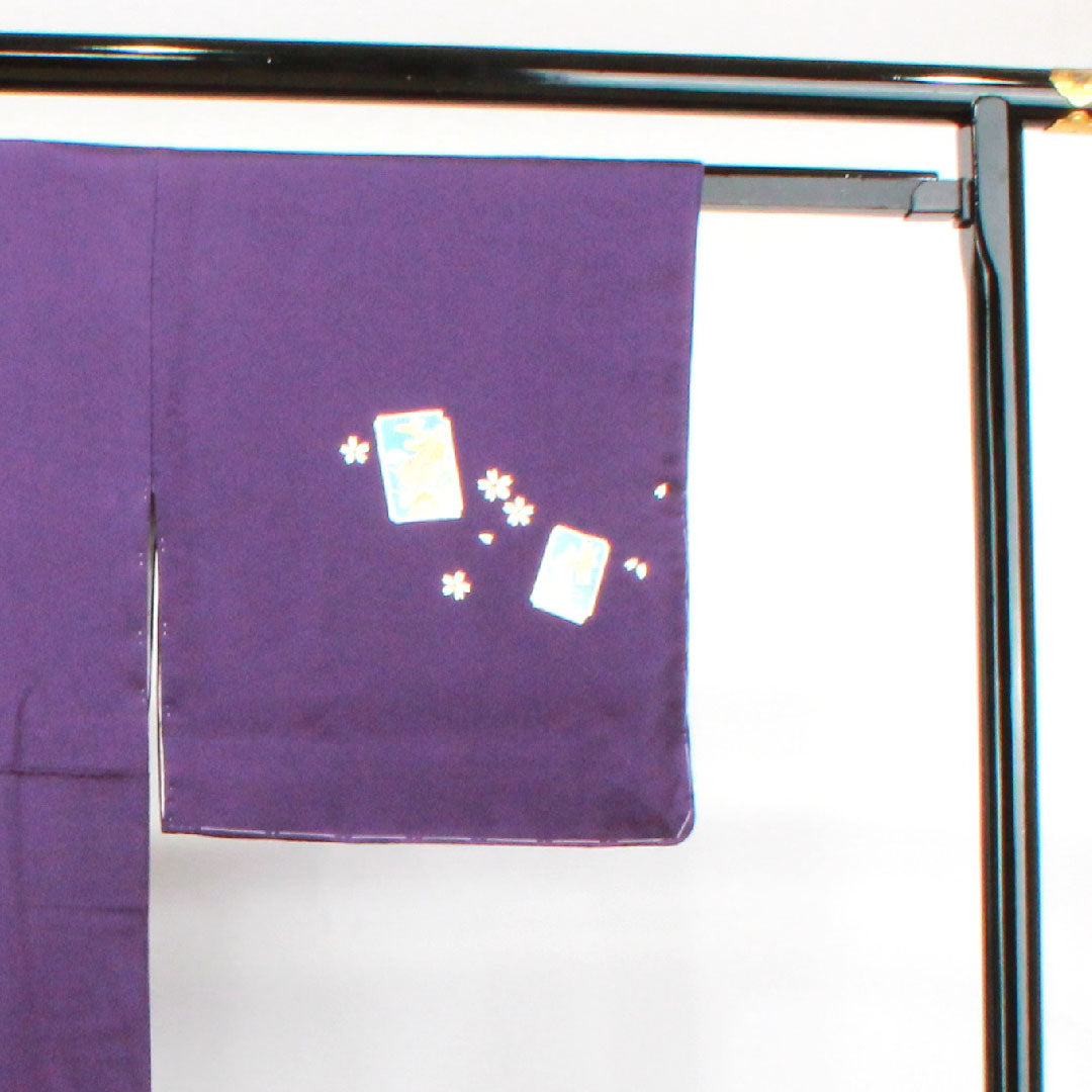 訪問着 正絹 袷 身丈155cm 裄丈68cm 深紫色 金彩加工 しつけ糸付き 吉祥文様 Sランク 紫系 1112003192320