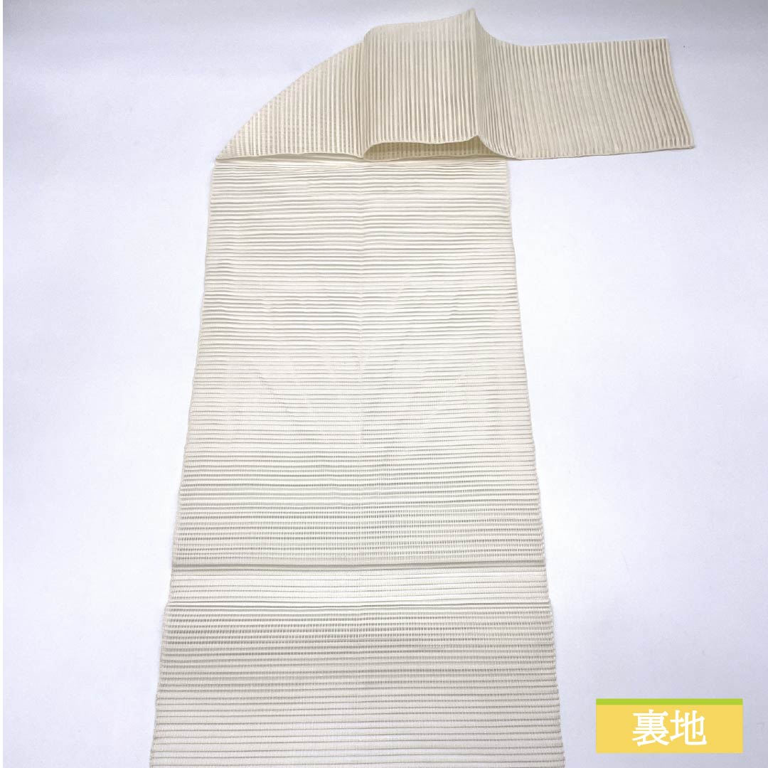 名古屋帯 正絹 生成り色(きなりいろ) 夏帯 抽象模様 帯丈367cm Sランク ポイント柄 セミフォーマル クリーム系 1124008562315 松葉仕立て