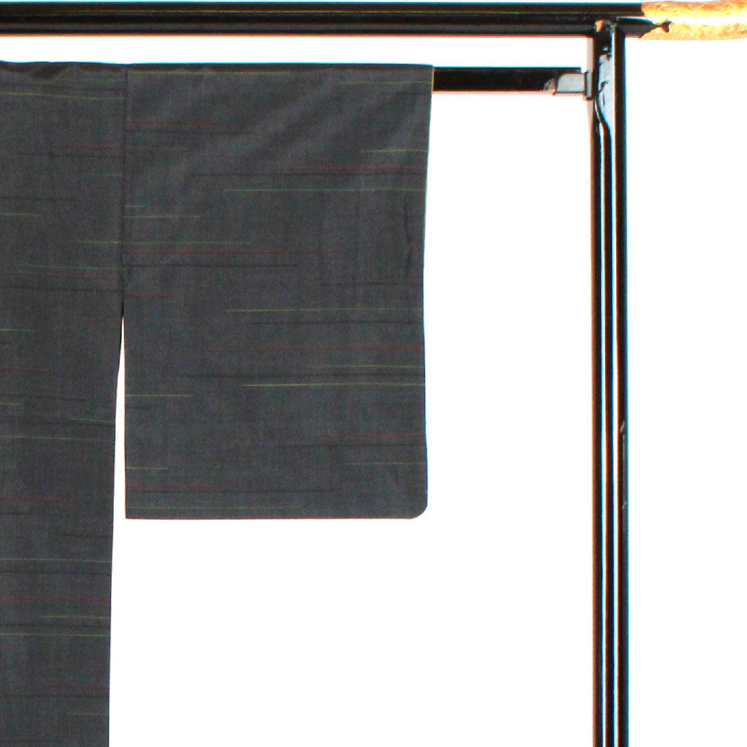 大島紬 身丈160cm 幾何学模様 正絹 Aランク 袷 紺系 1116001383418