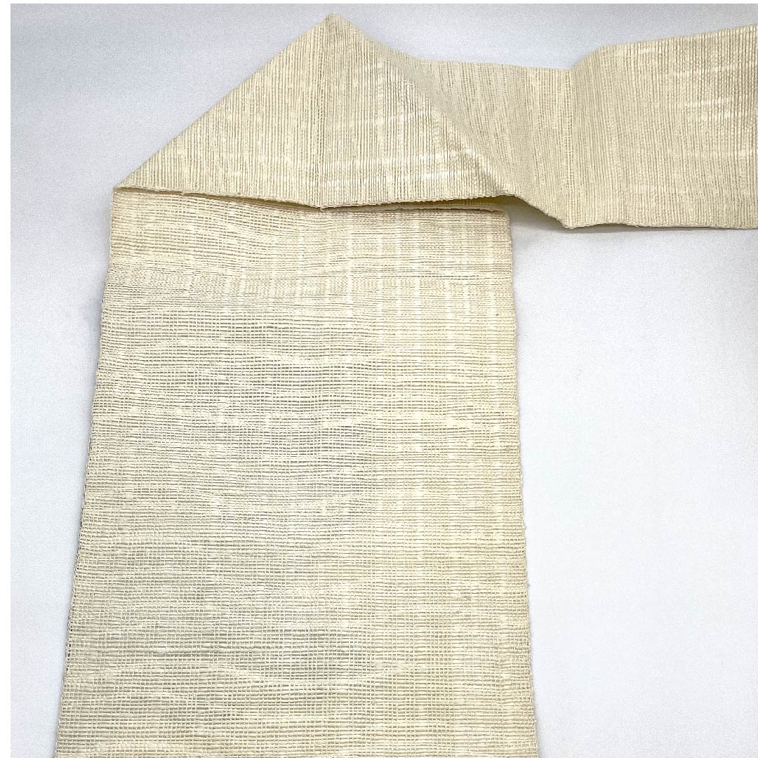 名古屋帯 生成り色 夏帯 羅 葡萄 帯丈371.5cm 正絹 Sランク ポイント柄 カジュアル クリーム系 1124004222315 名古屋仕立て