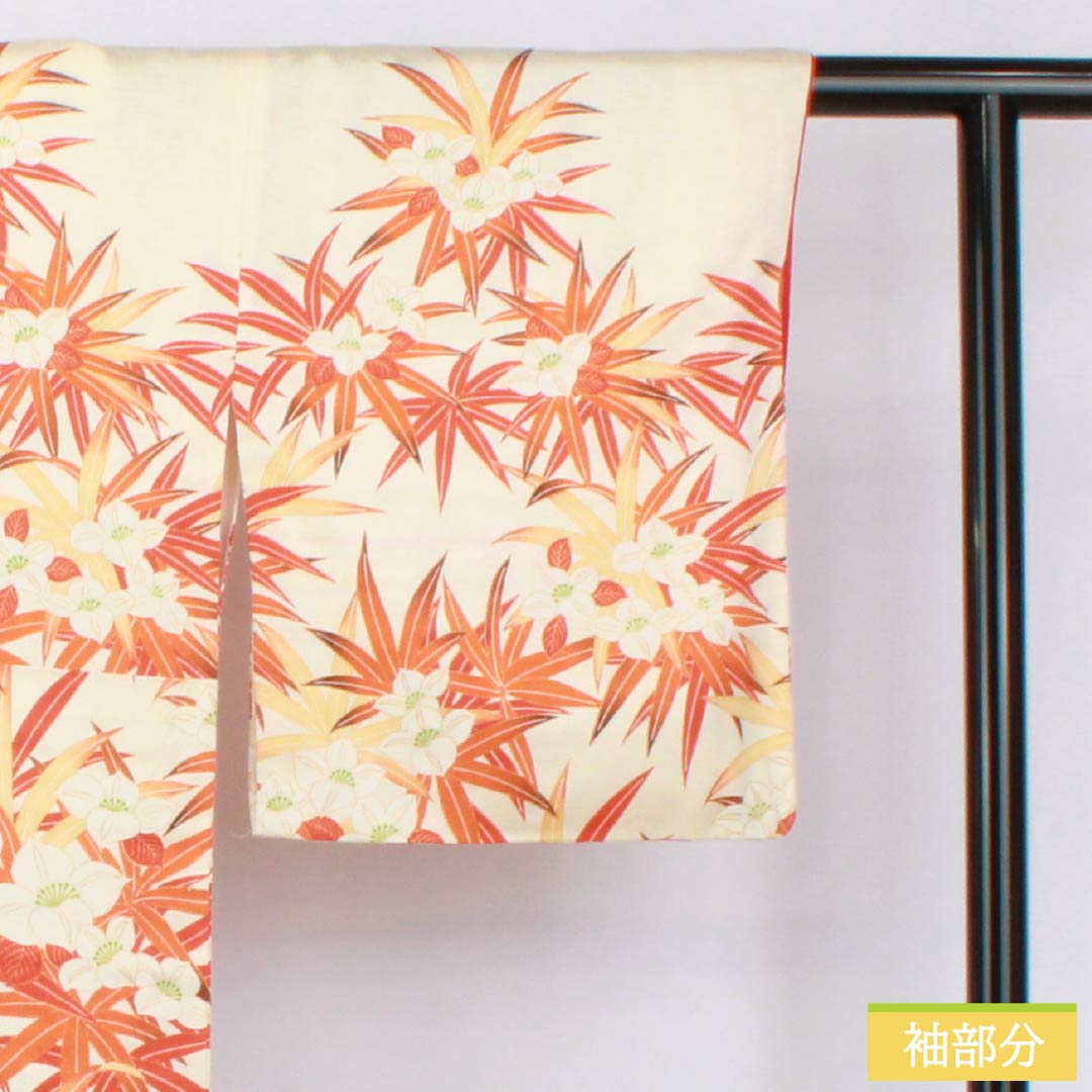 訪問着 正絹 Aランク 袷 身丈164cm 裄丈64.5cm 乳白色(にゅうはくしょく) 京友禅 草花 白系 1112006523411