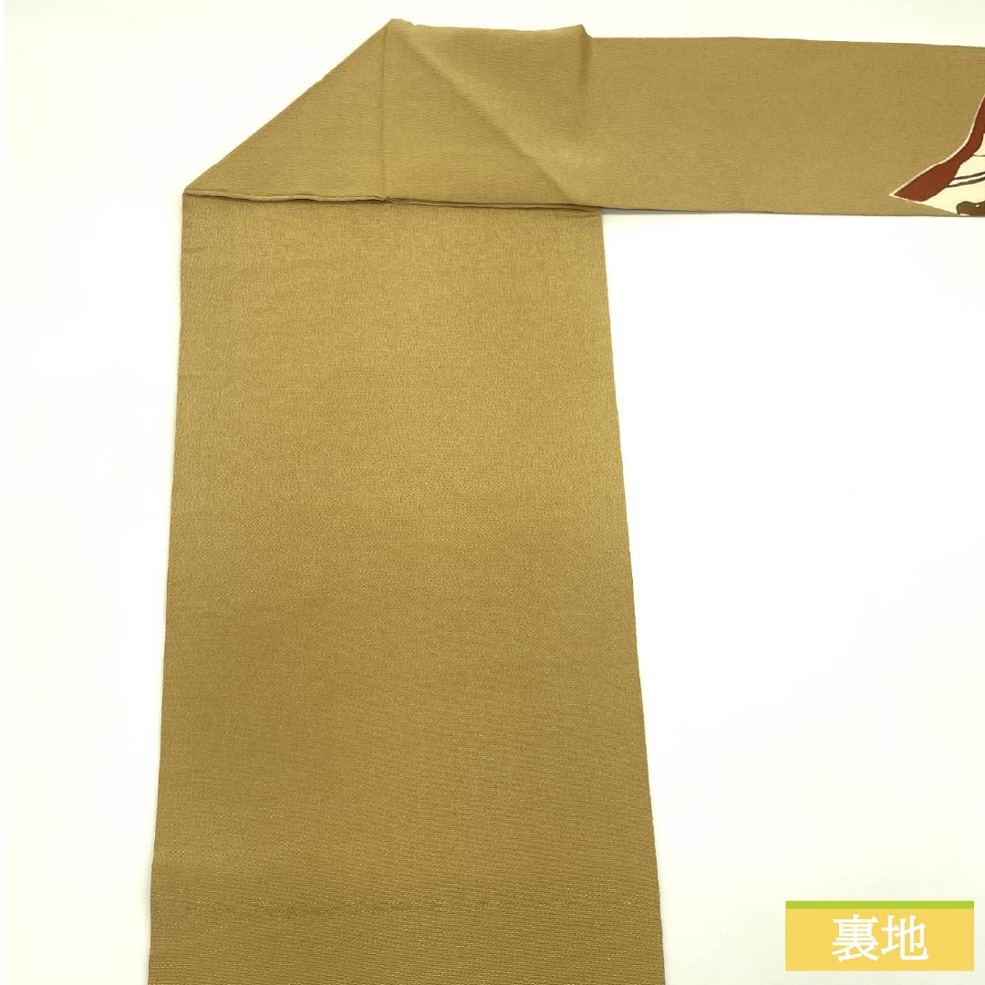 名古屋帯 正絹 Sランク 麦藁色(むぎわらいろ) 型染 松 帯丈331cm ポイント柄 カジュアル 黄系 1124009762323 名古屋仕立て