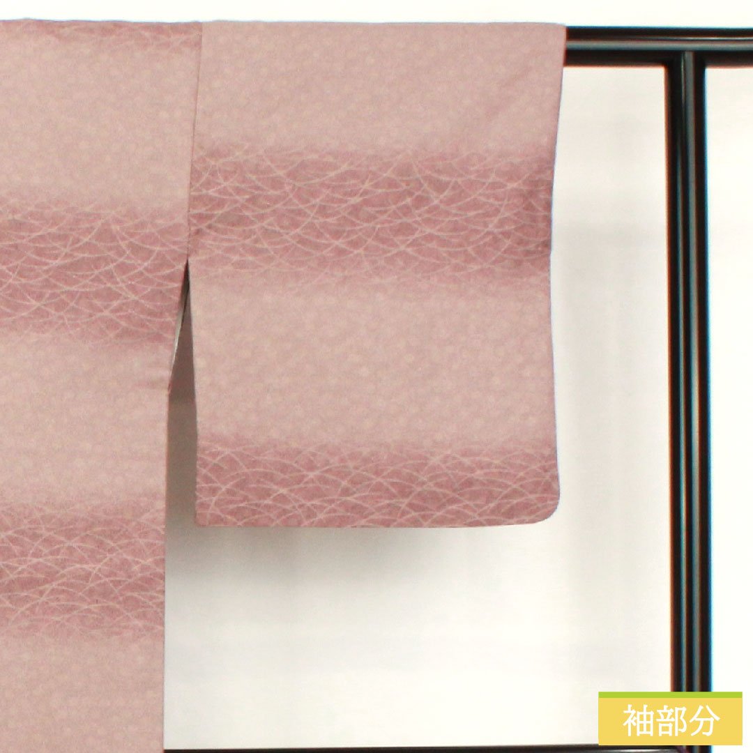 小紋 ポリエステル 身丈155.5cm 裄丈63.5cm 袷 桜鼠色(さくらねずいろ) 洗える着物 菊 露芝 Aランク 紫系 1115004913320