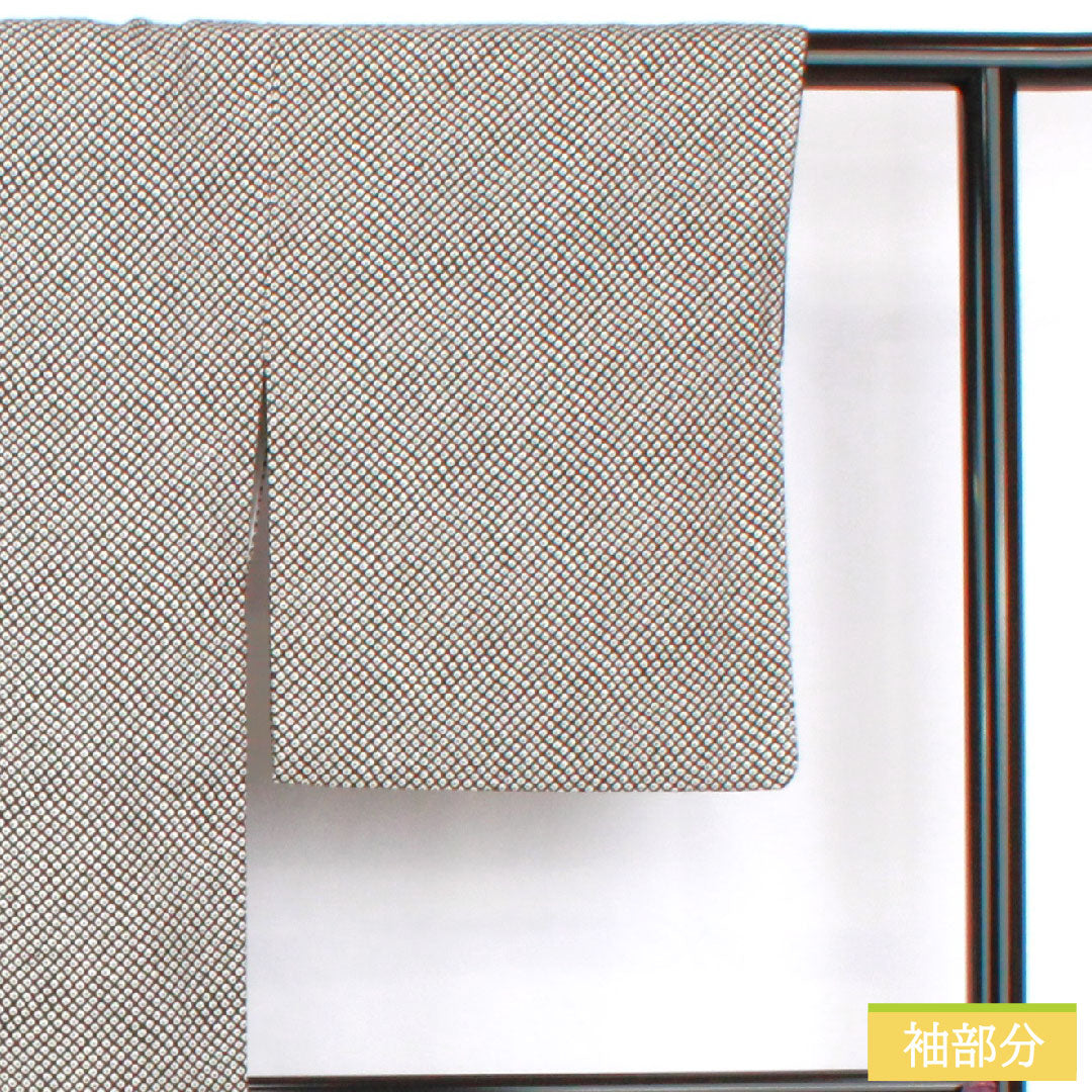 小紋 ポリエステル 身丈161.5cm 裄丈63.5cm 袷 洗える着物 染め疋田 Aランク 黒系 1115004583410