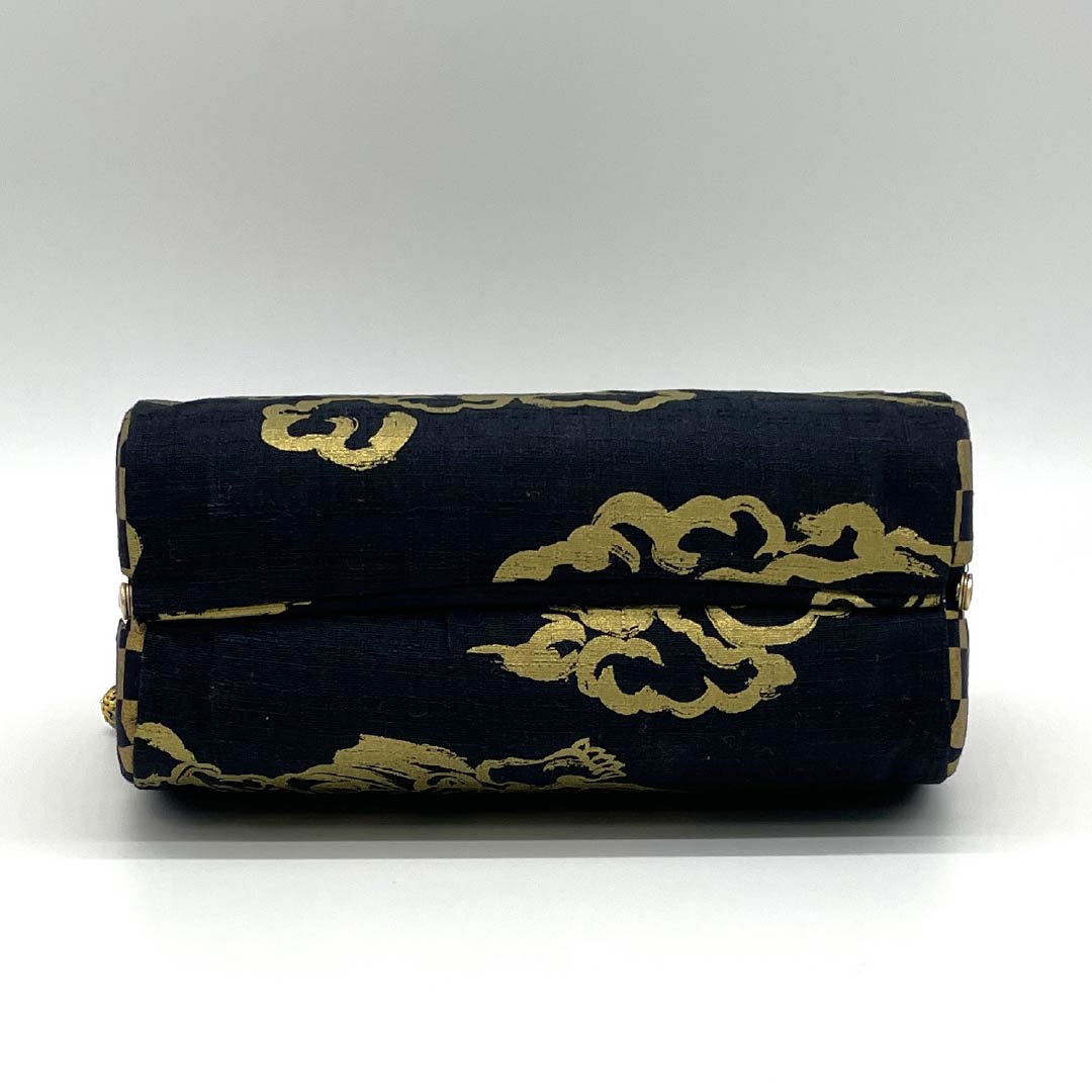 Casual Japanese-style bag, new rank, black, Raijin (Thunder God) classic pattern, handmade by an artist, black, 113900065110