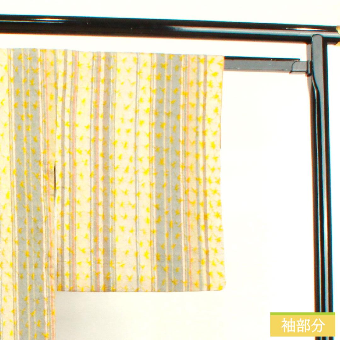 小紋 正絹 身丈165.5cm 裄丈64cm 袷 紬地 絞り 縞 Sランク グラデーション系 1115003652599