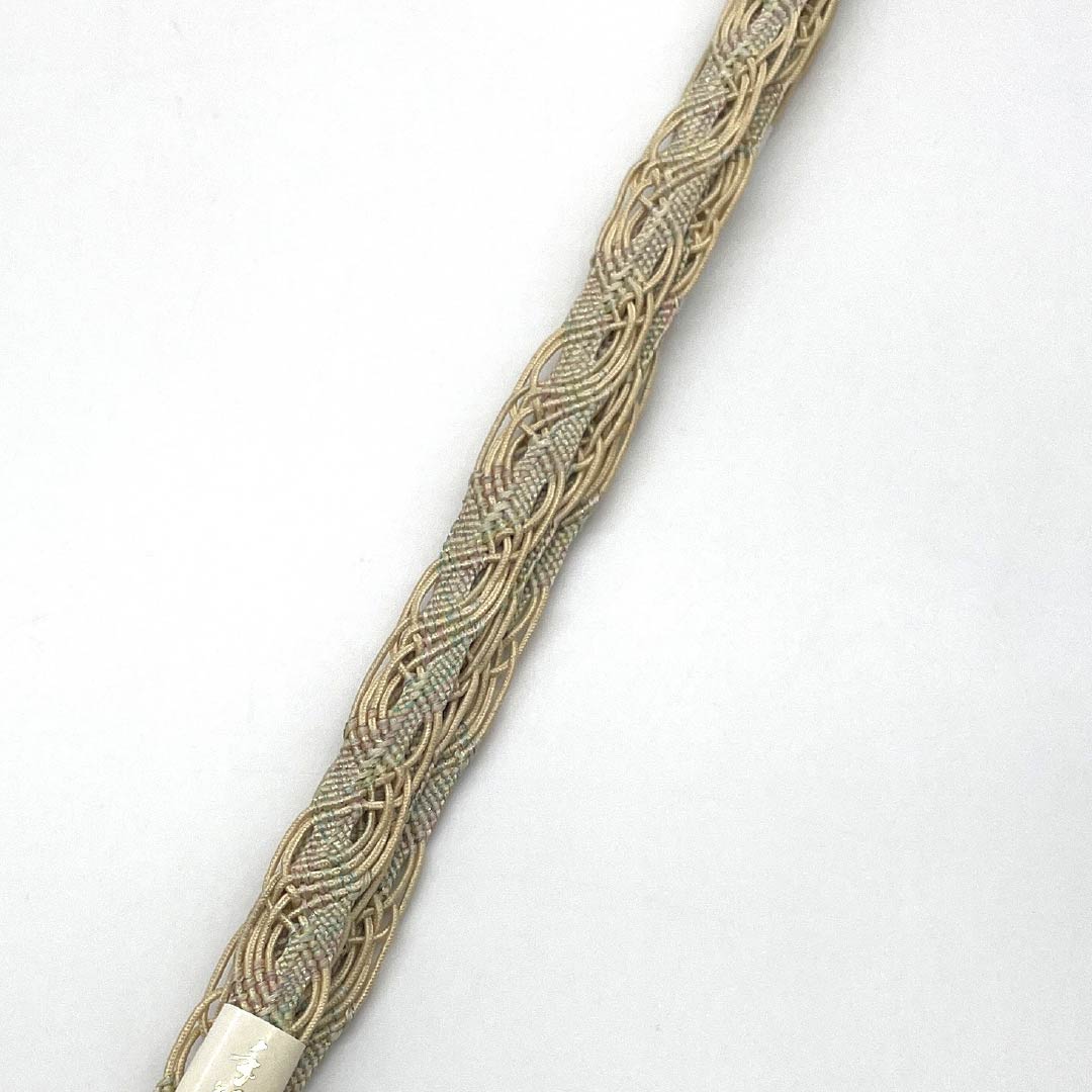 (Like new) Obijime and Obiage Set, Pure Silk, S-Rank, Tonokoiro (Stainless Steel), Length: Approx. 160cm, Width: Approx. 1.5cm, Semi-Formal, Beige, Product Number: 1141000102325