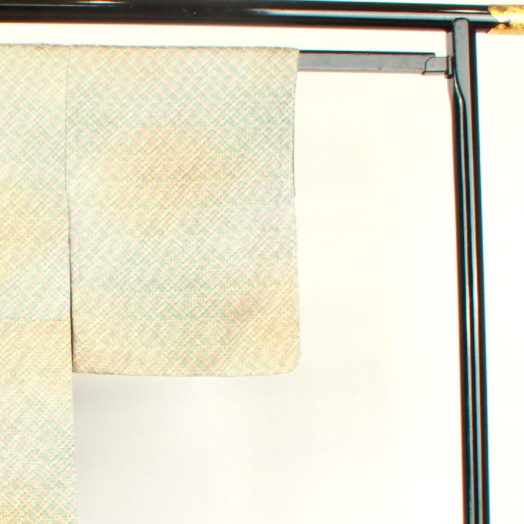 小紋 身丈156cm 裄丈62.5cm 袷 絞り 鹿の子絞り 正絹 Aランク グラデ 1115003103399