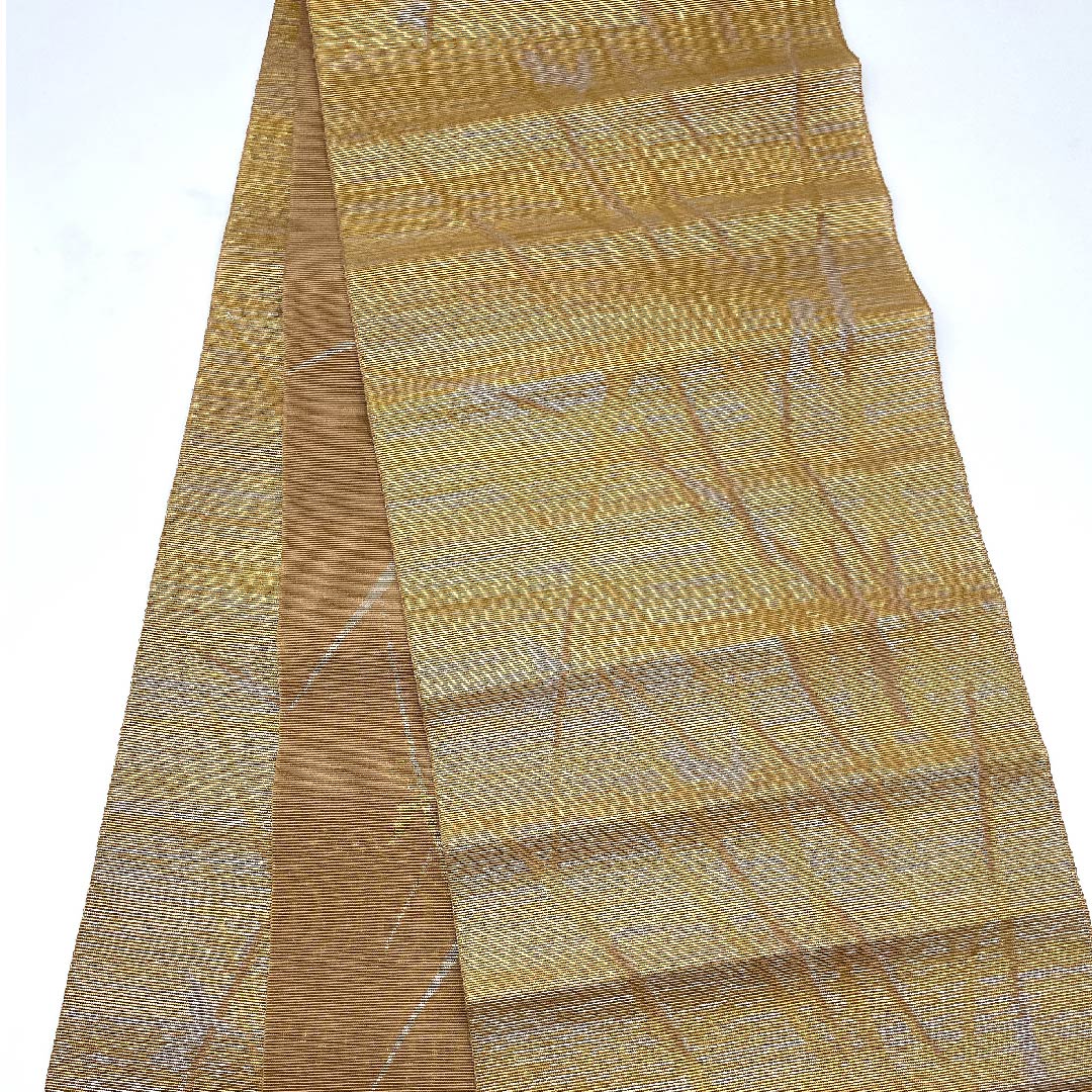 Nagoya obi, gold, summer obi, silk, abstract pattern, obi length 398cm, pure silk, A rank, full length, semi-formal, gold, 1124004463321, open style