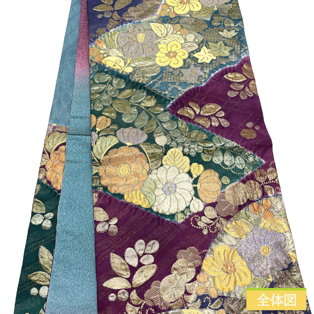 袋帯 正絹 グラデーション 花模様 帯丈420cm Sランク 六通 フォーマル グラデーション系 1123012082399