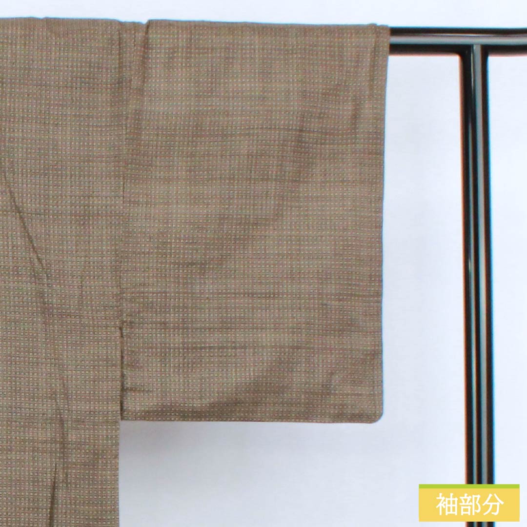 男物 正絹 Sランク 身丈143cm 裄丈63.5cm 憲房色(けんぼういろ) 大島紬 袷 茶系 1119001162414