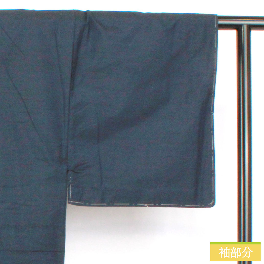 男物 正絹 Sランク 身丈148.5cm 裄丈73cm 濃紺色(のうこんいろ) 紬地 しつけ糸付き 袷 紺系 1119001622418