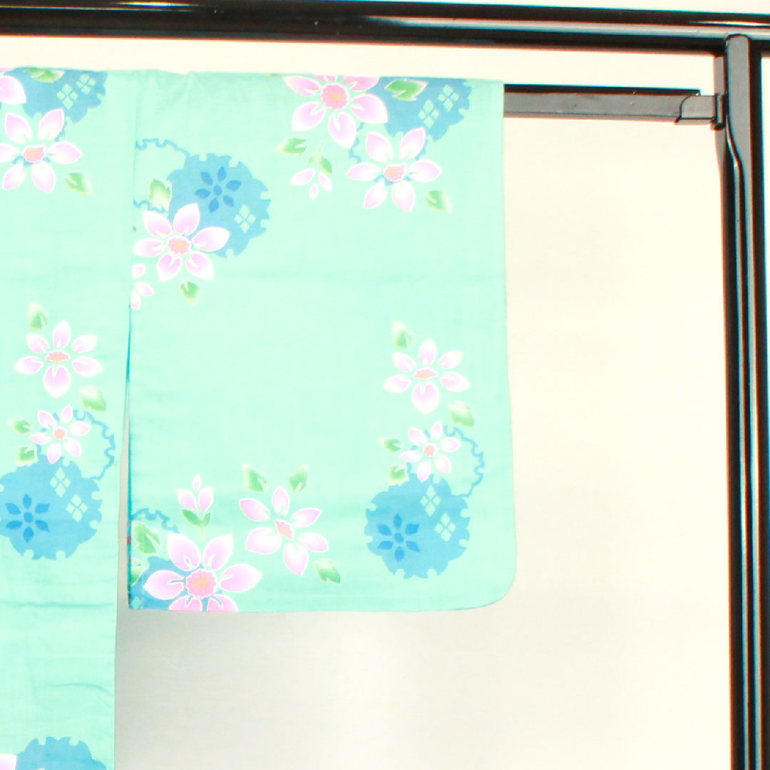 Yukata Light Blue Snowflake Abstract Pattern Cotton S Rank Single Layer Length 162.5cm Sleeve Length 65cm Light Blue 1118002652424