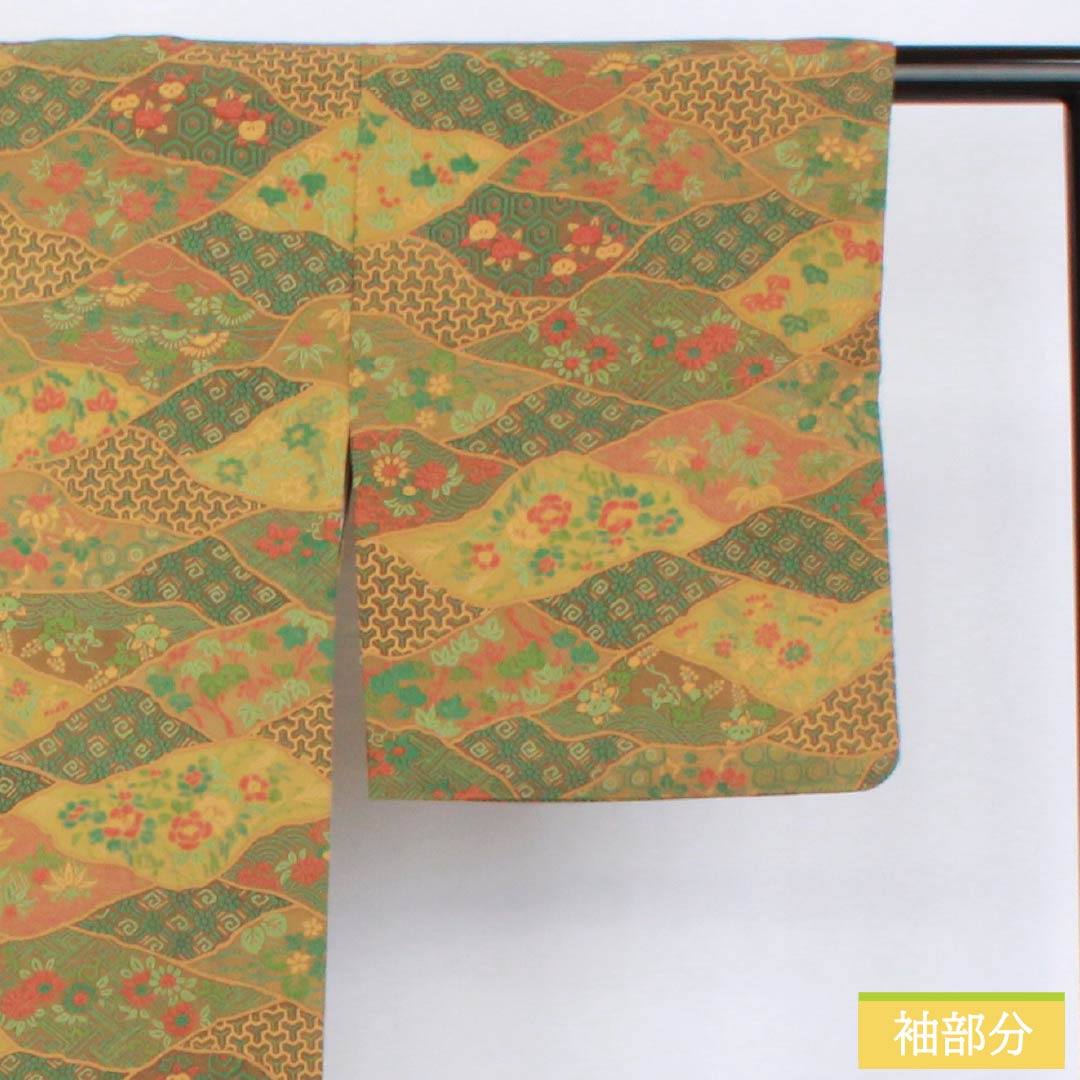 小紋 正絹 身丈159.5cm 裄丈66cm 袷 型染 割付 古典柄 Sランク グラデーション系 1115006082399