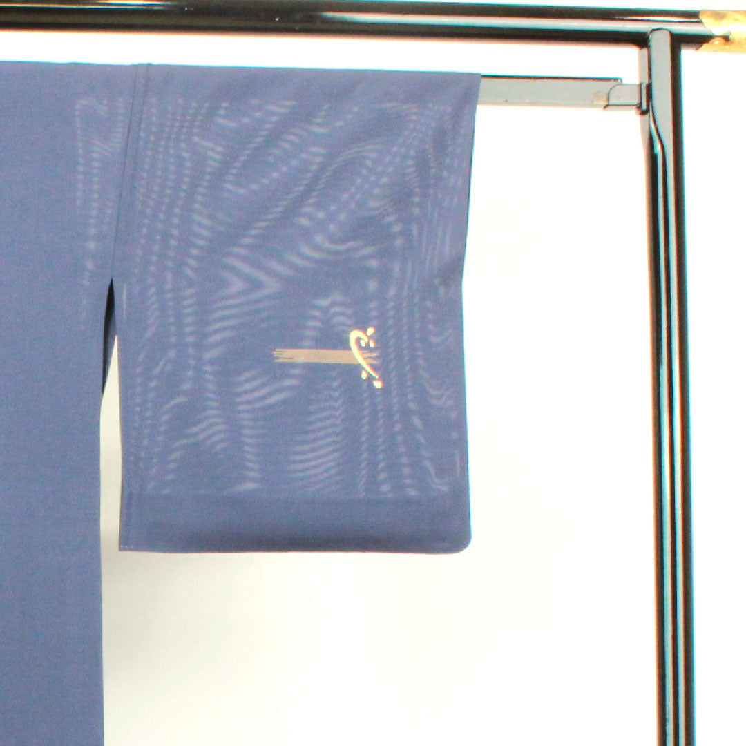 訪問着 夏物 身丈158cm 裄丈66cm 瞑色 絽 竹屋町刺繡 抽象模様 桔梗に三つ鱗 正絹 Sランク 紺系 1112002772318