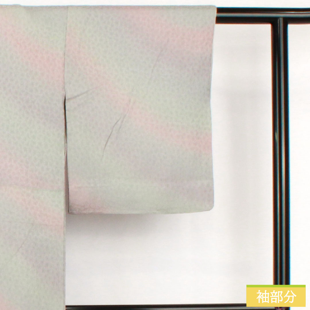 小紋 正絹 身丈156.5cm 裄丈63.5cm 袷 ボカシ染 一つ紋 丸に抱き茗荷 Aランク グラデーション系 1115004783399