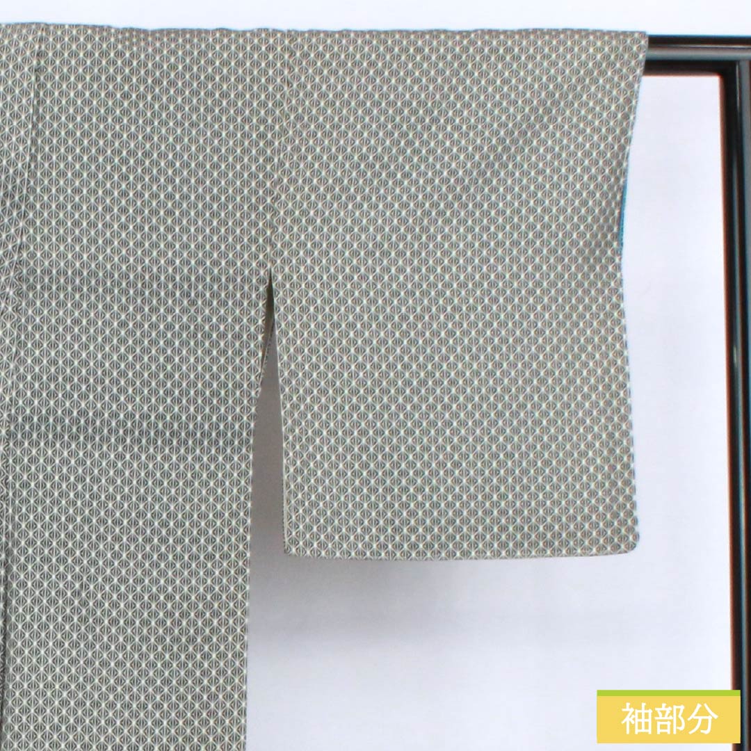 Komon (small pattern) pure silk, S rank, length 159cm, sleeve length 63cm, lined, hemp leaf pattern, black with basting thread, product number 1115006612310