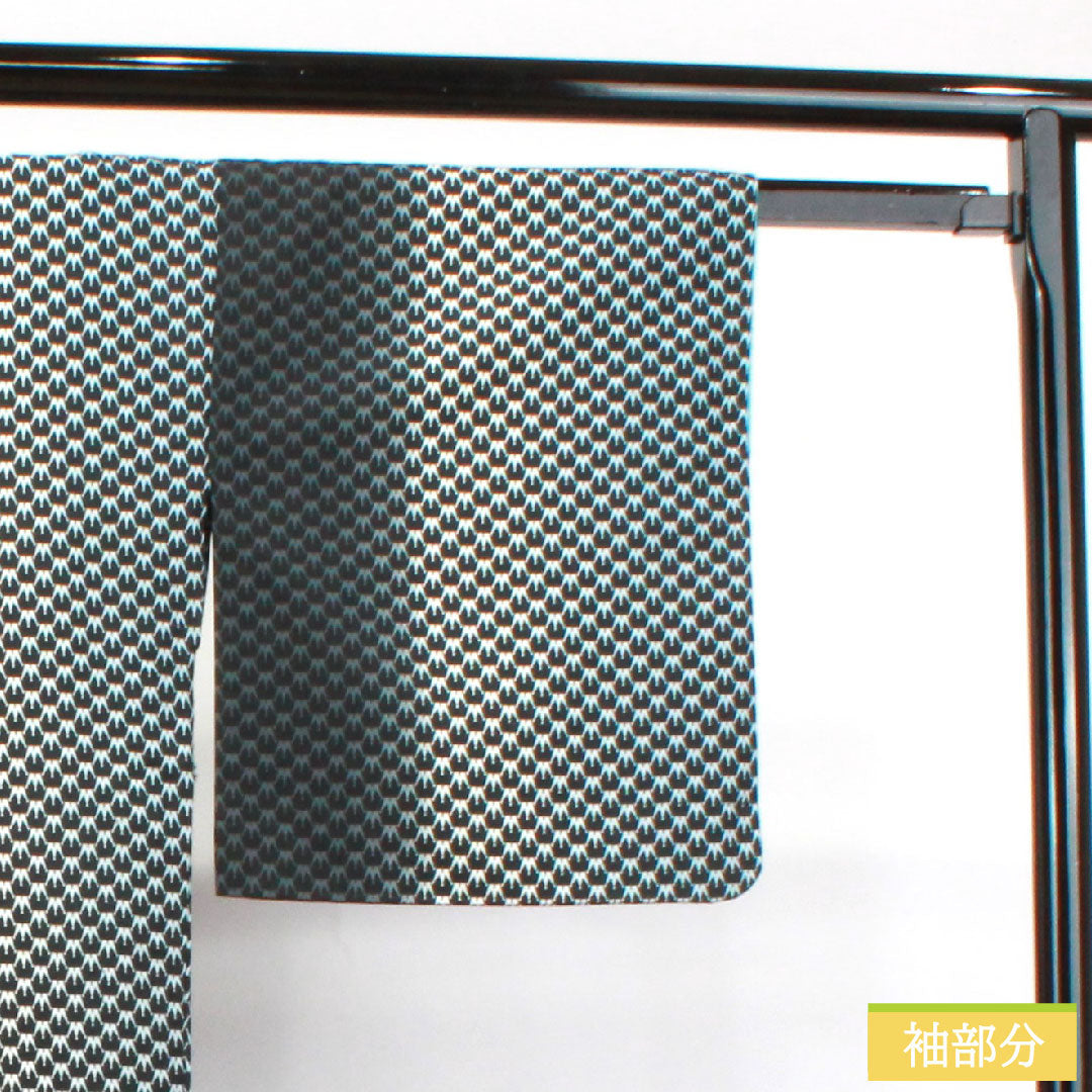 小紋 ポリエステル 身丈158cm 裄丈67cm 単衣 洗える着物 幾何学模様 Sランク グラデーション系 1115003962399