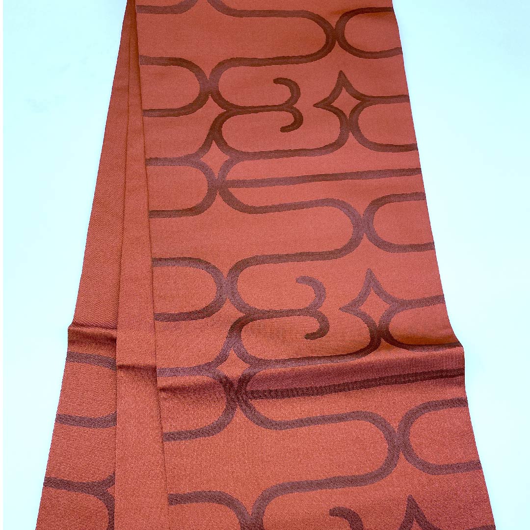 Fukuro Obi (Benitoiro) Geometric Pattern Obi Length 443cm Pure Silk S Rank Six-way Casual Red 1123008392312
