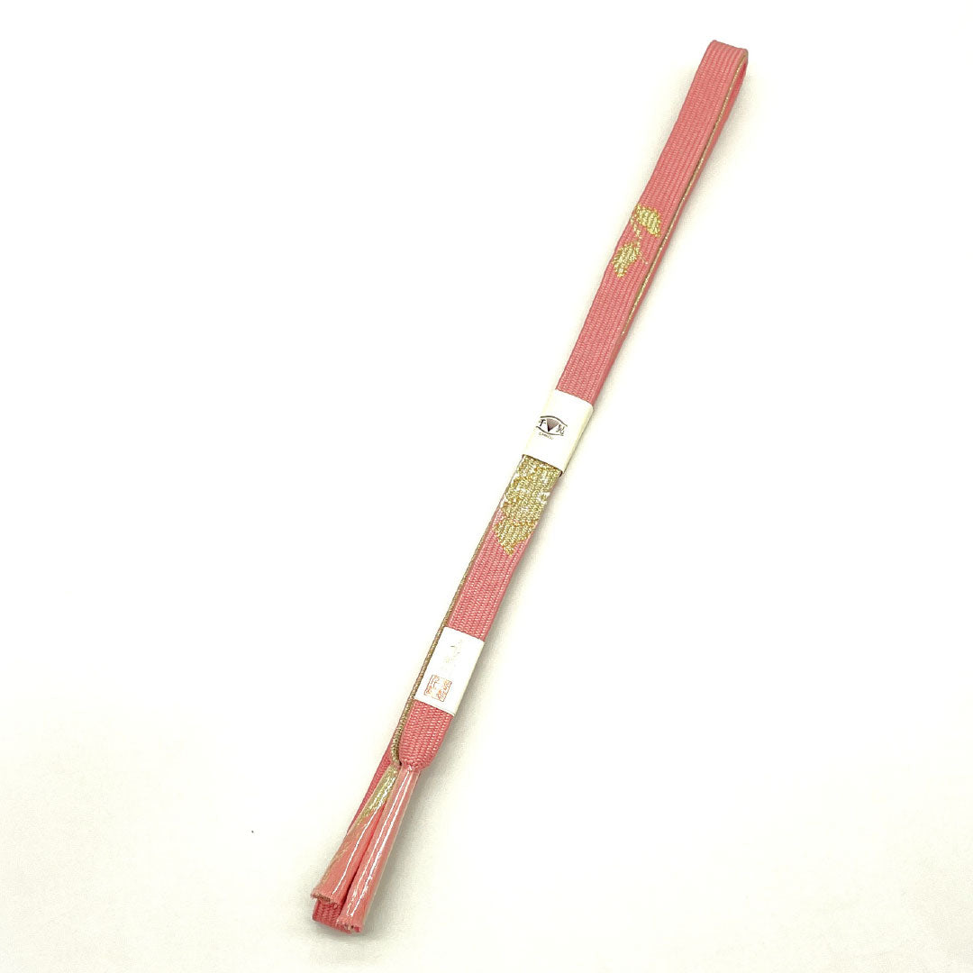 (New Old Stock) Obiage and Obijime Set, Pure Silk, NEW Rank, Choshun-iro (Everlasting Spring Color) and Nakanokurenai-iro (Medium Crimson), Hand-braided by Chiaki, Length approx. 160cm, Width approx. 1.6cm, Semi-formal, Pink tones, 1141000571313