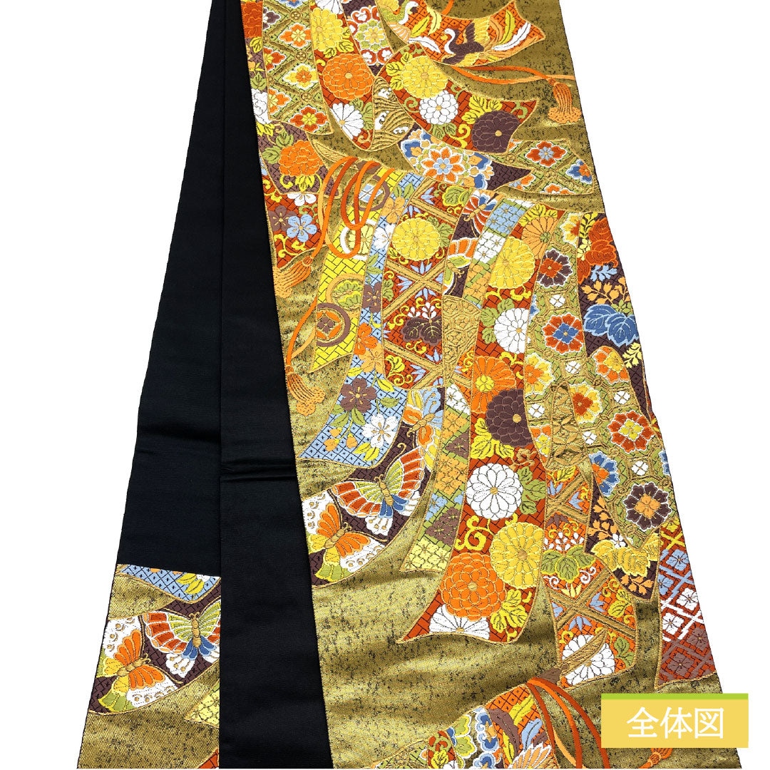 Formal Obi, S-Rank, Nishijin-ori Silk, with Gold-Tone Pattern, Gold-Tone Pattern, 446cm Long, Suitable for Tomesode and Furisode, 1123016282321