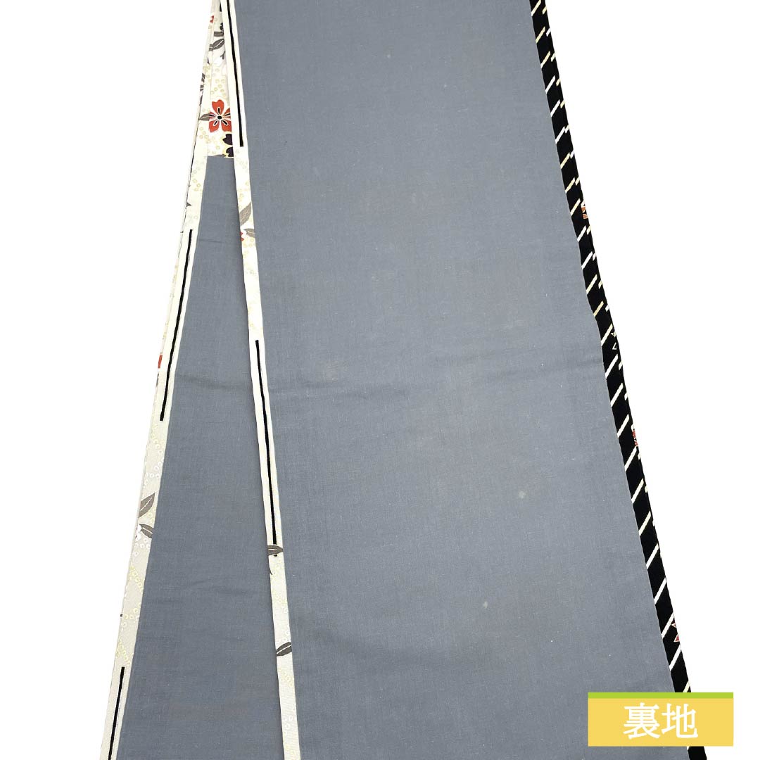 Nagoya Obi, Polyester, Grade A, White-Gray, Dyed, Classic Cherry Blossom Pattern, 360cm Long, Full Length, Semi-Formal, Gray, Item Number: 1124010883322, Open-Leg Style