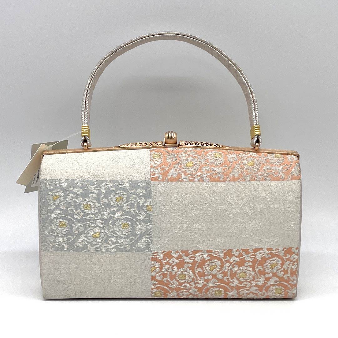 (新古品)草履バッグセット フォーマル Aランク 明綴れ 市松 唐花 Lサイズ 銀系 1133000383422