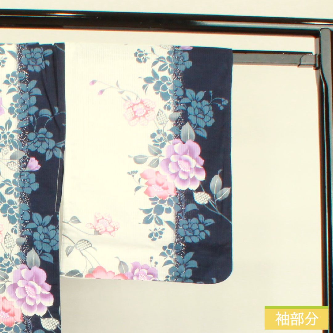 浴衣 木綿 身丈166cm 裄丈67cm Sランク 単衣 白系 竪絽(たてろ) 芍薬 1118004752511