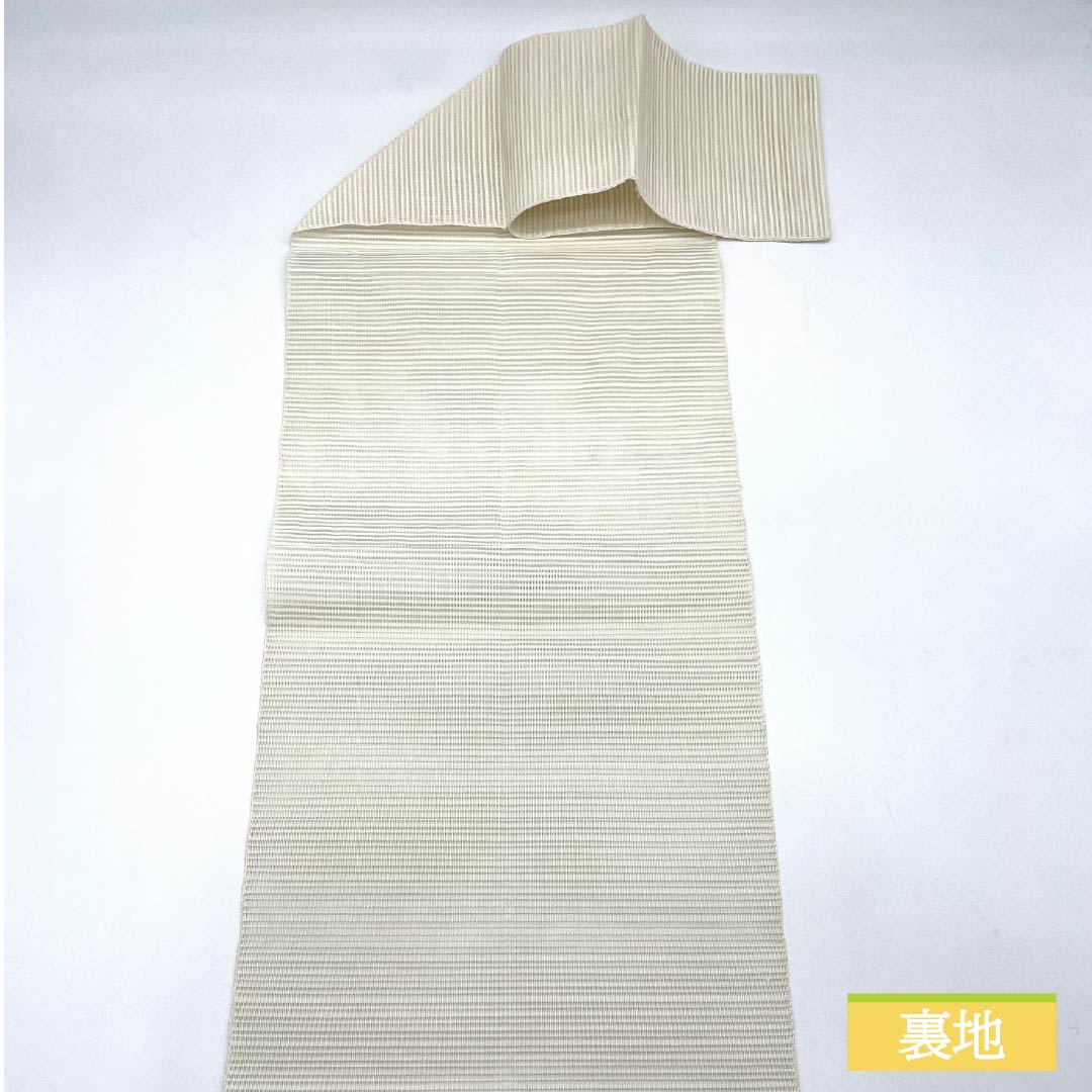 名古屋帯 正絹 生成り色(きなりいろ) 夏帯 竹垣 比翼仕立て 帯丈370cm Sランク ポイント柄 フォーマル クリーム系 1124008322315 松葉仕立て